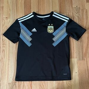 Argentina Soccer Jersey Boys Medium Black Blue 2018 World Cup Away Adidas